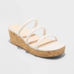 Cream White Wedge Sandals